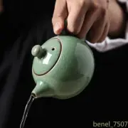 Chinese Celadon Crackle Solid Color Ceramic Teapot Ru Kiln Porcelain Tea Set
