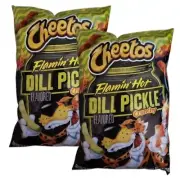 Cheetos Crunchy DILL PICKLE FLAMIN HOT Cheese Flavor Snacks 8.25 oz (2 Bags)