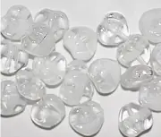 Cloudy White Heart Czech Pressed Glass Beads 10mm (pack of 20)