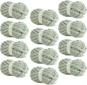 [BALAPET] 12 Pack Chunky Chenille Yarn for Crocheting & Knitting, 27yds 8 oz Each Skein Soft Fluffy Kitting Yarn Set, Thick Velvet Plush Yarn for Handcrafts Weaving Making Blankets