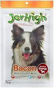 Vita Pet Jerhigh Chicken and Bacon Dog Treats, Small/Medium/Large dogs, Adult/Puppy/Senior, 100 g
