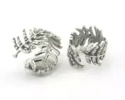 Leaf Adjustable Ring Antique silver plated brass 7US Natural Leaves Tree Branch