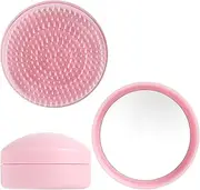 Travel Hair Brush and Mirror Portable Pocket Frizz Ease Detangling Hairbrush Small Tangle Teaser Massage Comb Set Round Curly Wavy Hair Brush Fine Thick Hair Brush for Men Women Kids Girls (Pink)