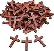 50-Pack Wood Cross Pendants - 1.2 x 1.75-Inch Mini Crosses, Cross Charms for Religious Party Favors, Sunday School DIY Craft