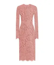 Dolce Gabbana Branded Floral Cordonetto Lace Sheath Dress IT40,IT44,IT42,IT48,IT46 Pink