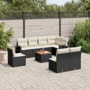 Garden Sofa Set Black Modular Design Cushions Storage Outdoor Furniture 56931