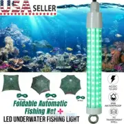 12V LED Underwater Submersible Fishing Night Light w/Foldable Bait Trap Crab Net