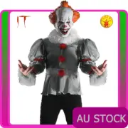 Mens Deluxe Pennywise Costume Stephen King Evil Clown Circus IT Movie Halloween