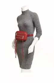 REBECCA MINKOFF Fire Engine Red Leather 3 Zip Belt Bag $195 MSRP NEW