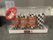 NIB Coca Cola Racing Family NASCAR Glass Set of 4 Checkered Tumbler Coke