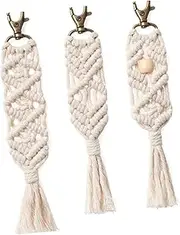 [MOBUTOFU] 3pcs Woven Pendant Tassel Bag Charm Woven Keychain Bohemian Keychain Backpack Tassel Keychain Backpack Keychain Wallet Macrame Keychain Woven Handbag Keychain Decor Key Fob White