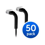 UniFi Patch Cable 50-Pack .22m Black, Both End Bendable to 90 Degree, RJ45 Ethernet Cable, Cat6, Ultra-Thin 3mm Diameter U-Cable-Patch-RJ45 x 50