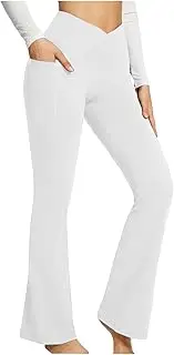 [Generic] Wide Leg Yoga Pants for Women High Waisted Loose Dress Pants Casual Cross Work Pants