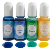 Urban Crafter Resin Pearlescent Dye 10ml (4 Pieces) for Epoxy Resin Sapphire, Blue, Yellow, Green