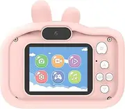H9S Camera HD Cartoon Camera Silicone Case Digital Camera Toys P & Video with 32G ry Card + Card Reader Pink