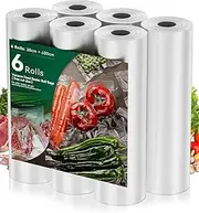Vacuum Food Sealer Roll Bags 28CMx6M 6 Pack AUSELECT Vacuum Seal Bags, Seal Storage Heat Commercial Grade Bag Rolls Compatible with All Vac Machines, Food Saver, Seal a Meal, Weston, Commercial Grade Quart Precut Meal Prep Storage Bags