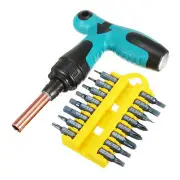 0633 17Pcs T Grip Ratchet Screwdriver Set Star-Head Flat-Head Nut Drivers Hex Socket Wrench