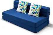 ARTPLAN Convertible Folding Sofa Bed, High-Density Memory Foam Sofa Bed with a Fluffy Pillow, Modern Futon Floor Couch Guest Twin Bed for Living Room/Dorm/Guest Use/Home Office/Apartment,Dark Blue