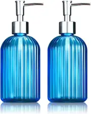 14oz Liquid Jar Soap Dispenser,Refillable Liquid Bottle Dispenser, for Bathroom Kitchen Dish Soap, Shampoo Lotion Bottle (2PC)