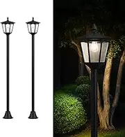 174cm Solar lamp Post Lights Outdoor up to 220 Lumens for Garden, Lawn, Pathway, Driveway, Front/Back Door (2)