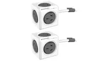 2PK PowerCube 5 Socket Mountable Power Board w 3m Extension Cord 240V Surge Grey