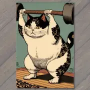 FLATCARD Black and White Cat Lifting a Barbell Paws of Strength