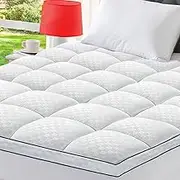King Mattress Topper Extra Thick Pillowtop Cooling Mattress Topper Plush Mattress Pad Cover Protector with 8-21 Inch Deep Pocket 3D Snow Down Alternative Fill White