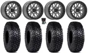 Valor V07 Beadlock 15" Wheels Graphite 30" Intersect Tires Commander Maverick
