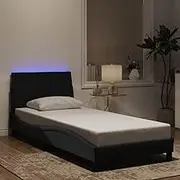 Bed Furniture Bed Frame with LED Without Mattress Black 90x190 cm Velvet