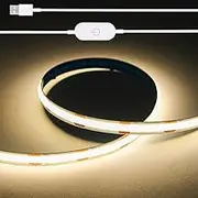 Led Strip Lights 5V USB 1m 320 LEDs Touch Dimmable USB COB LED Strip Light 3000K Flexible for Bedroom Kitchen DIY Lighting