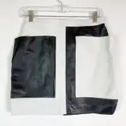 Burberry NWT Monochrome Leather Color Block Patchwork Mini Skirt Black White 4