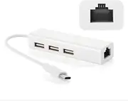 USB C to 3 x USB A and RJ45 Ethernet LAN Adapter Hub Cable Mac USB-C Network for Win XP/8/10/ MACOS