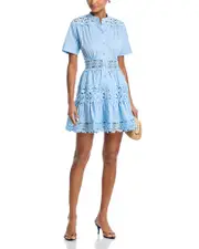 Aqua Lace Inset Poplin Shirt Dress - Exclusive