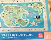 Chuckle & Roar 3'x2' Seek & Find Treasure Map Jigsaw Floor Puzzle 50-pc