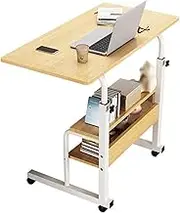 Small Standing Desk Adjustable Height, Multifunctional Work Laptop Desk, Portable Laptop Computer Workstation with Castor Wheels, for Home Office and Over Bed Use, Side Table,C,80cm