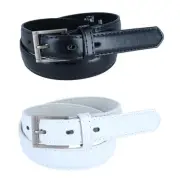 New CTM Kid's Leather 1 inch Dress Belt with Square Buckle (Pack of 2)
