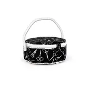 Dritz Scissor Themed Black Octagonal Sewing Basket