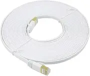 STP Ethernet Cable Cat 7 Shileded Flat High Speed LAN Network Patch Cable Gold Plated Wires RJ45 Ethernet Cable 25M White Color Highest Speed for Modem, Router, PC, Mac Laptop