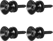 4PCS Guitar Strap Button, black guitar strap locks Mental Strap Buttons with Screw and Rubber Blocks Electric Guitar Anti-Slipping for Acoustic Guitar Bass Ukulele