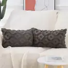 Set of 2 Taupe Plush Short Wool Throw Pillow Covers 12X20 Inch Rectangular Soft