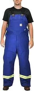 [CARHARTT] Men's 101628 Flame-Resistant Striped Duck Bib Overall - Quilt Lined - 52W x 30L - Royal Blue