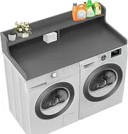 Dwscroad Washer Dryer Countertop with 2-Tier Shelf, 54" W X 27.5" D Wood Washer and Dryer Countertop, Laundry Topper for Washer and Dryer (Medium Gray)