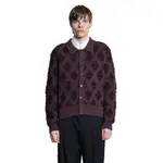 [RECTO] Fringed Argyle Polo Cardigan Red