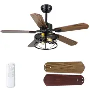 Farmhouse Ceiling Fan with Light and Remote 42" Rustic Flush Mount Ceiling