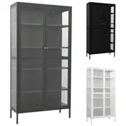Display Cabinet Steel and Tempered Glass Storage Shelf Anthracite/Black vidaXL