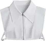 [Huliyhus] Detachable Fake Collar Unique Zipper Design Faux Collar Half Shirt Dickey Blouse Lapel False Collar for Women Girls White, White, One Size, White, One Size