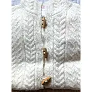 JANIE AND JACK Cable Knit Cardigan Sweater 6-12 Mo Beige Hood Wool Angora Kids