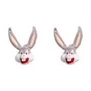 2x Looney Tunes Bugs Bunny Soft Plush Squeaking Dog Interactive Toy 20cm Grey