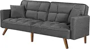 LEVEDE 3 Seater Sofa Bed Convertible, Sofa Couch with 2 Pillows, Recliner Sofa Lounge with 3 Adjustable Backrest Positions, Spare Bed for Guest Room, Living Room, 250kg Load (193cm, Dark Grey)