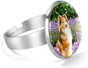 [FVQL] Adjustable Ring for Boys, Lavender and Dog pattern